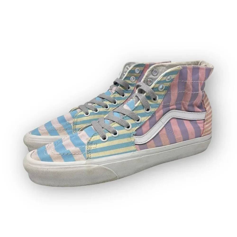 Vans Sk8-Hi Skate Sneaker Shoe Pastel Stripes Multicolor Size Men 9.5 Women 11